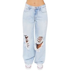 Indigo Rein Womens Wide-Leg Distressed Jeans Size 11